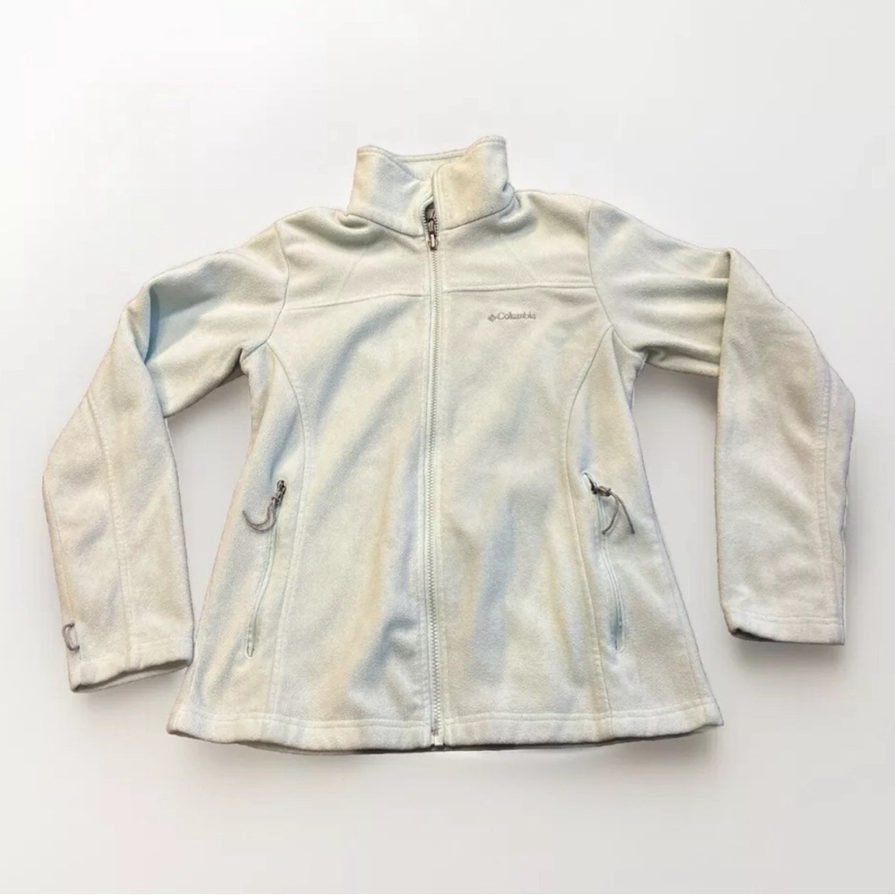 Columbia Fleece Jacket Women's Size S Ice Blue High Neck Full-Zip Pockets